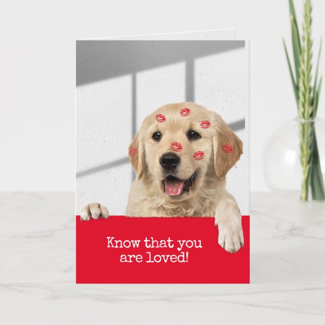 Golden Retriever Valentine Lipstick  Card (Front)