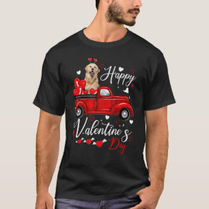 Golden retriever Valentine's Day Dogs Red Truck He T-Shirt