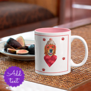 Golden Retriever Valentine's Day Gift Dog Two-Tone Coffee Mug