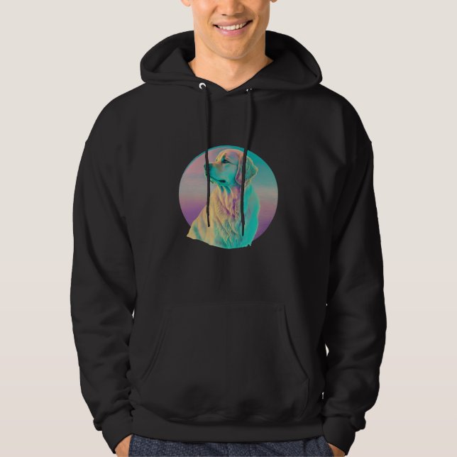Golden Retriever Vaporwave Retrowave Aesthetic  1 Hoodie (Front)