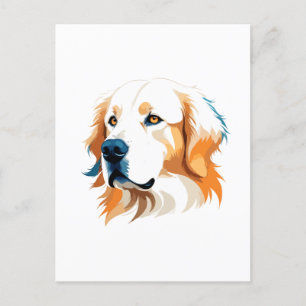 Golden Retriever Vector Art with Vibrant Colours Holiday Postcard