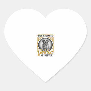 Golden Retriever Vintage Engraving Dog Lover Shirt Heart Sticker