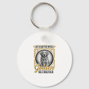 Golden Retriever Vintage Engraving Dog Lover Shirt Keychain