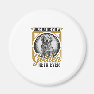 Golden Retriever Vintage Engraving Dog Lover Shirt Magnet