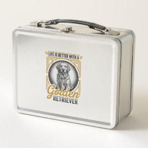 Golden Retriever Vintage Engraving Dog Lover Shirt Metal Lunch Box