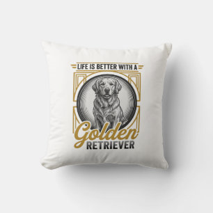 Golden Retriever Vintage Engraving Dog Lover Shirt Throw Pillow