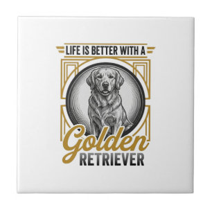 Golden Retriever Vintage Engraving Dog Lover Shirt Tile