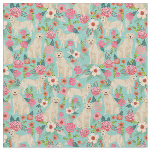 golden retriever vintage florals mint fabric