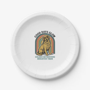 Golden Retriever Vintage Shirt Retro Engraving Dog Paper Plate