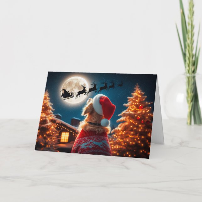 Golden Retriever voit Père Noël carte de Noël volé (Devant)