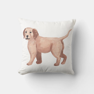 Golden Retriever Water Colour Art Painting Throw Pillow