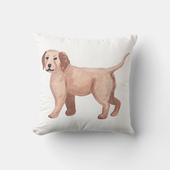Golden Retriever Water Colour Art Painting Throw Pillow (Front)