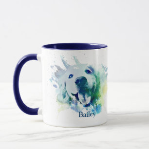 Golden Retriever Watercolor Splash Custom Name Mug