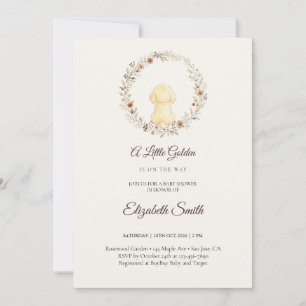 Golden Retriever WatercolorWildflower Baby Shower  Invitation
