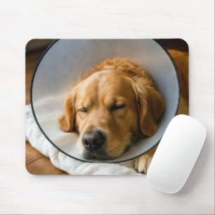 Golden Retriever Wearing a Medical Collar Mouse Pad