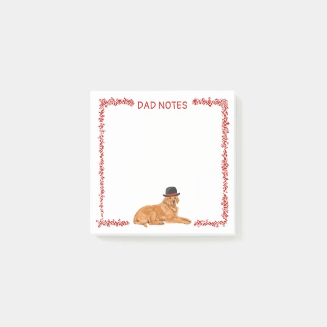 Golden Retriever wearing Black Hat Post-it Notes (Front)