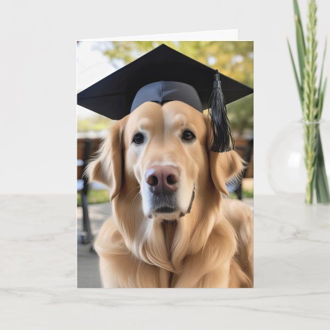 Golden Retriever Wearing Graduation Cap Card (Front)