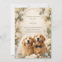 Golden Retriever Wedding Invitation | Elegant 3D