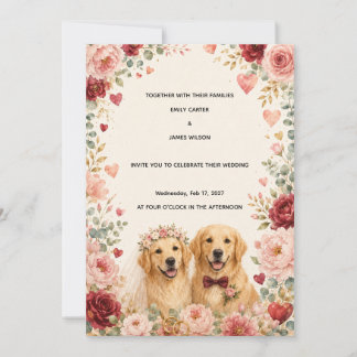 Golden Retriever Wedding Invitation | Romantic