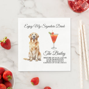 Golden Retriever Wedding Signature Drink Napkins