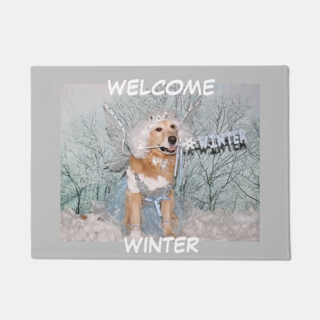 Golden Retriever Winter Fairy  Doormat (Front)