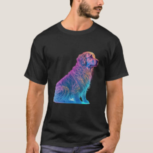 Golden Retriever with a Nostalgic 80s Retrowave Ae T-Shirt