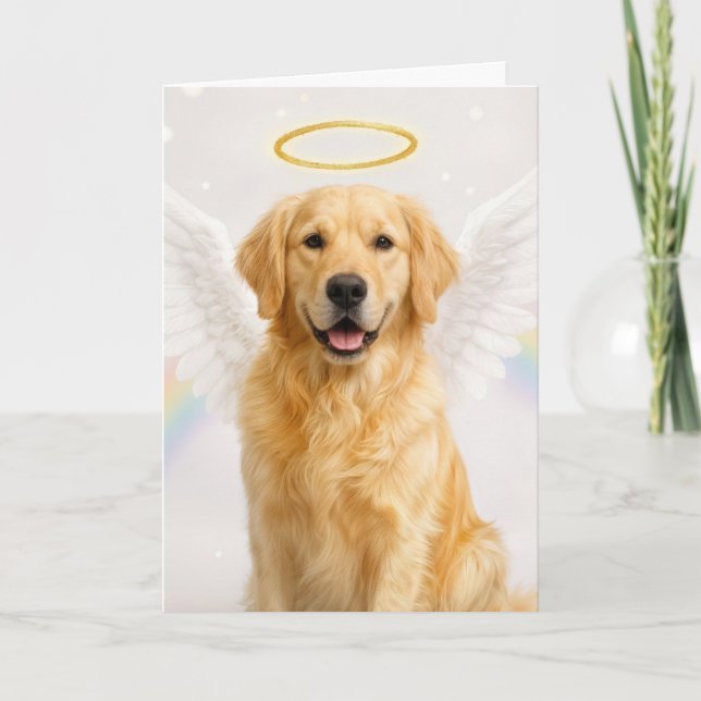 Golden Retriever with Angel Wings Card (Front)