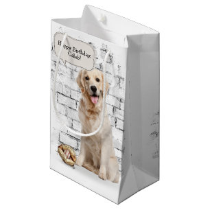 Golden Retriever with baseball and glove Small Gift Bag