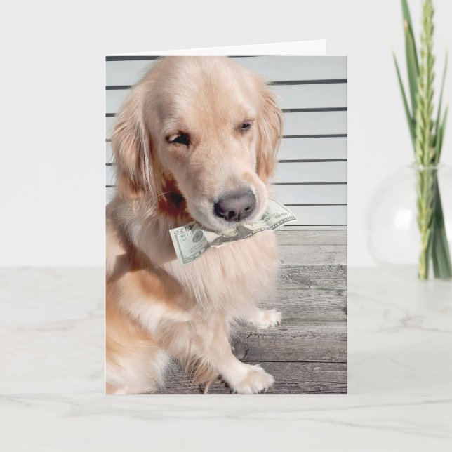 Golden Retriever with Birthday Money  Card (Front)
