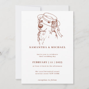 Golden Retriever with bride hat Invitation