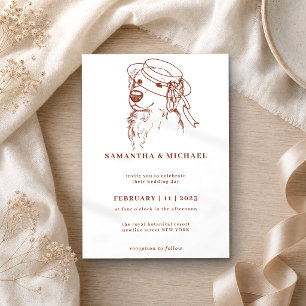 Golden Retriever with bride hat Invitation
