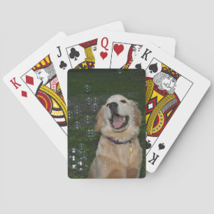 Golden Retriever with Bubbles Playing Cards
