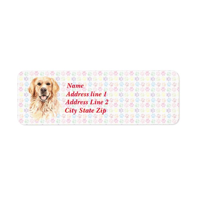 Golden Retriever With Colourful Paw Prints in Back (Front)