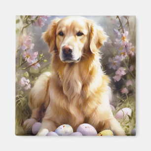 Golden Retriever with Easter Eggs Magnet