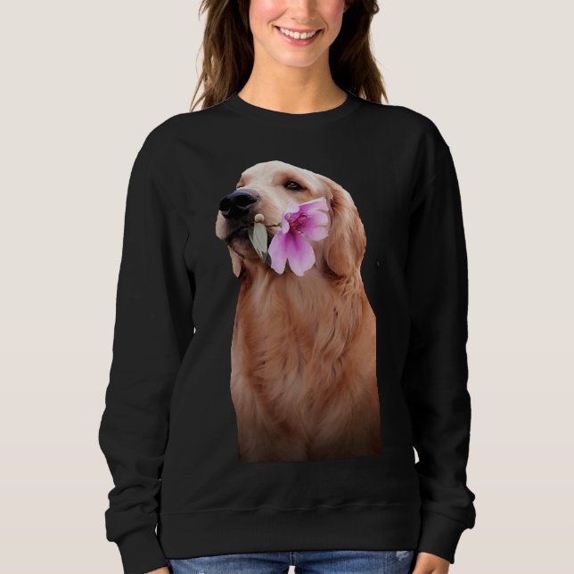 Golden Retriever With Flower Sweatshirt (Front)
