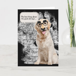 Golden Retriever with funny mask birthday Card