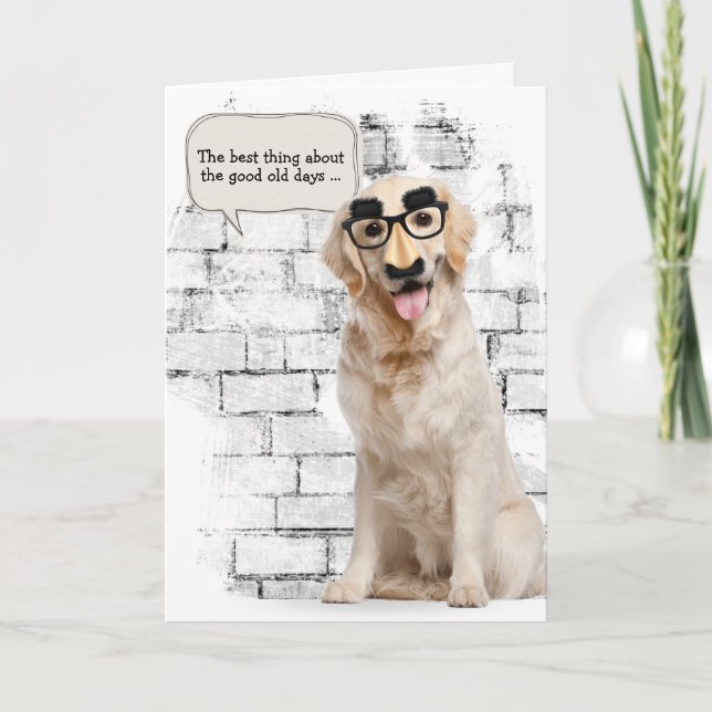 Golden Retriever with funny mask birthday Card (Front)
