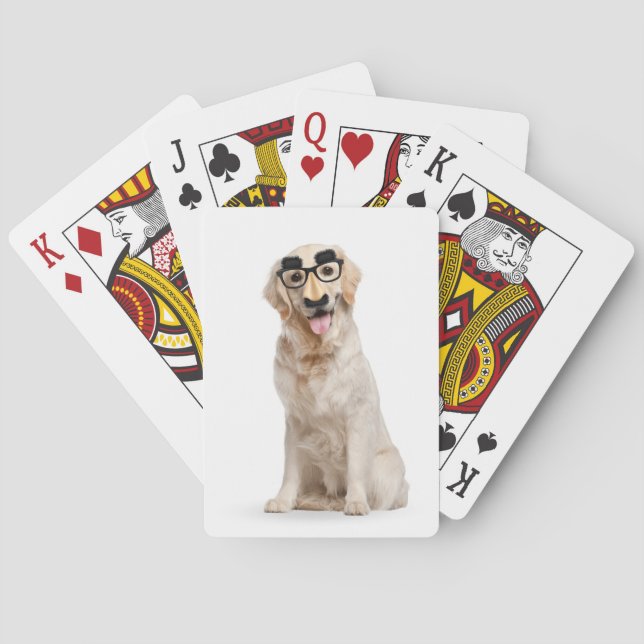 Golden Retriever with Funny Mask Playing Cards (Back)