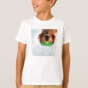 Golden Retriever With Green Sunglasses T-Shirt