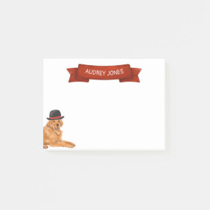 Golden Retriever with Hat Painting Post-it Notes