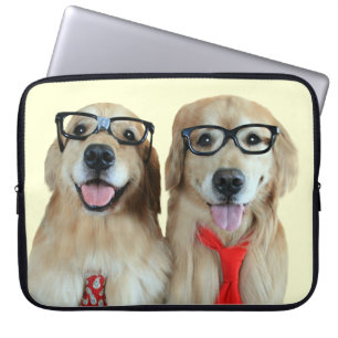 Golden Retriever With Nerd Glasses Laptop Sleeve