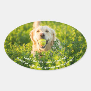 Golden Retriever with Quote Oval Sticker