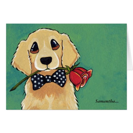 Golden Retriever with Rose | Thank You Card