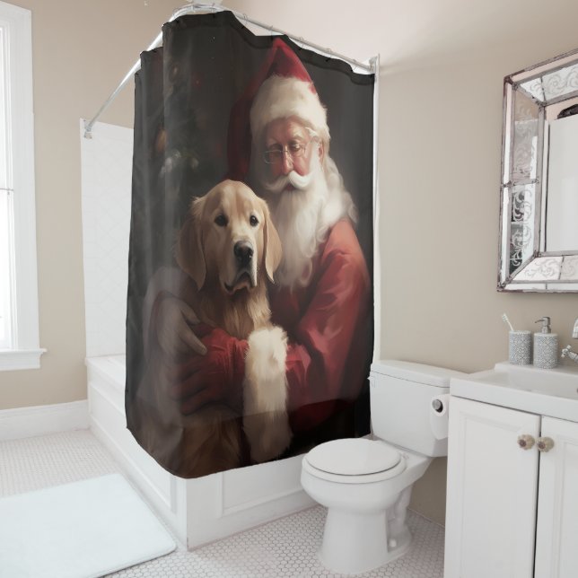 Golden Retriever With Santa Clause Christmas (In Situ)