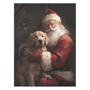 Golden Retriever With Santa Clause Christmas Tablecloth