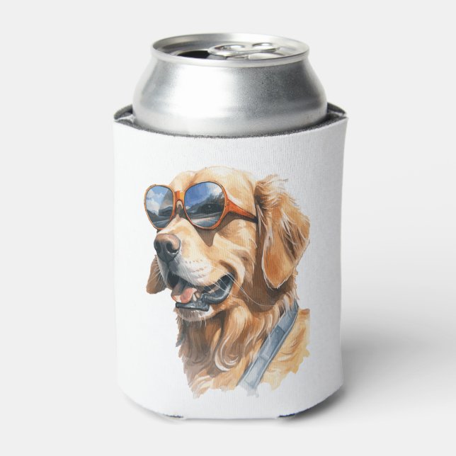 Golden Retriever with Sunglasses  Can Cooler (Can Front)