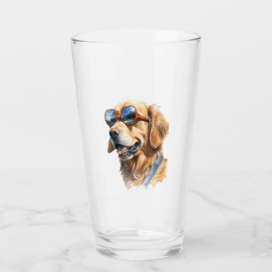 Golden Retriever with Sunglasses Glass