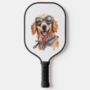 Golden Retriever with Sunglasses Pickleball Paddle