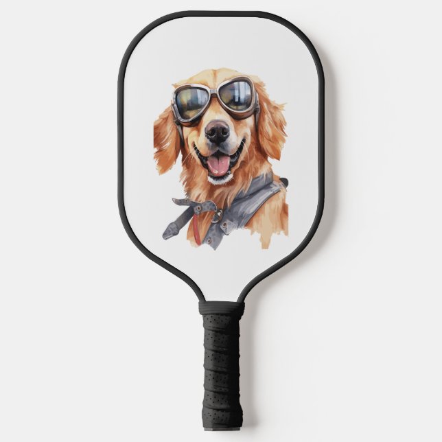 Golden Retriever with Sunglasses  Pickleball Paddle (Front)