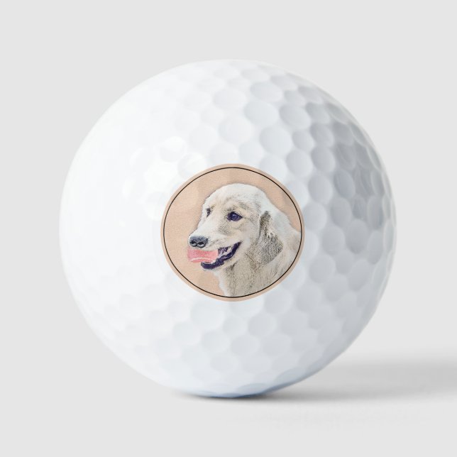 Golden Retriever with Tennis Ball Painting Dog Art (Front)